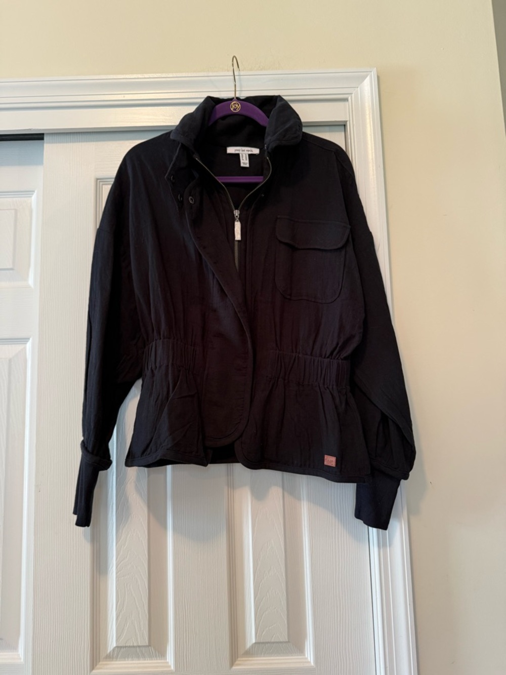 Peace Love World Lightweight Black Women's Jacket with Elastic Waist  size 10